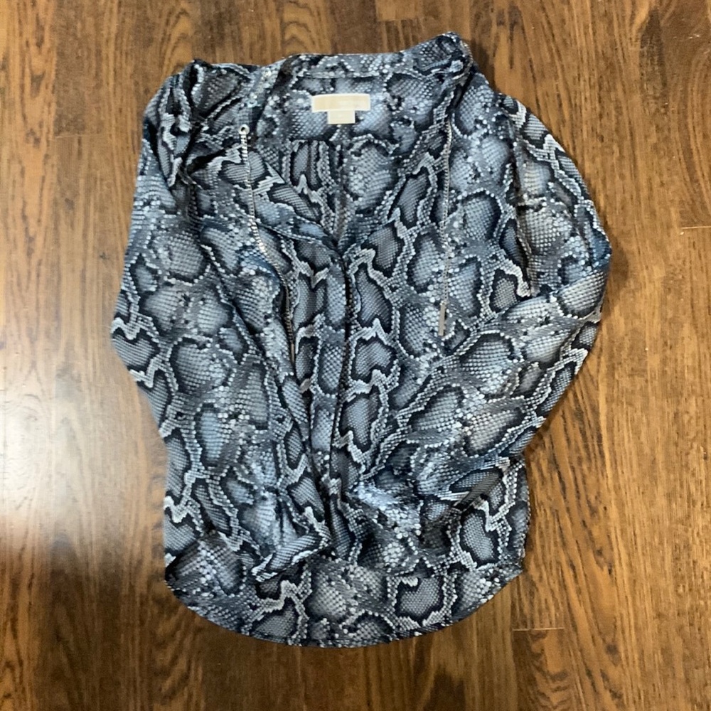 Michael by Michael Kors Long-Sleeve Snake Print Chain Top NWOT - Size P